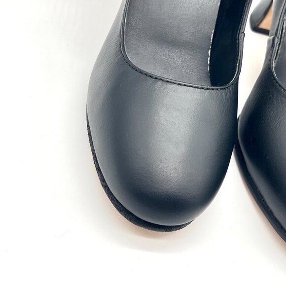 7W 7 WIDE WIDTH Capezio 653 Manhattan Character‎ Black Leather Dance Shoes Heels - Picture 4 of 14